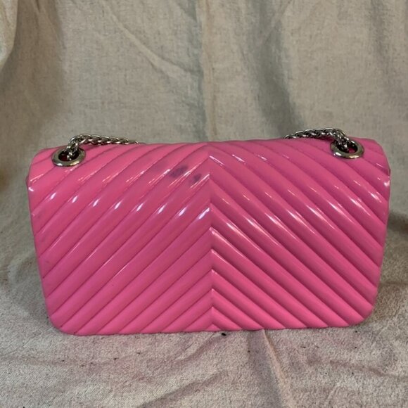 Forever 21 Purse Pink Barbie Core Crossbody Bag Small Mini Plastic with Chain - Picture 8 of 9